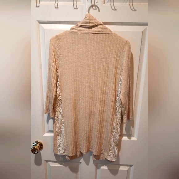 August Mist Tan Open Front Cardigan size Small - Picture 2 of 12